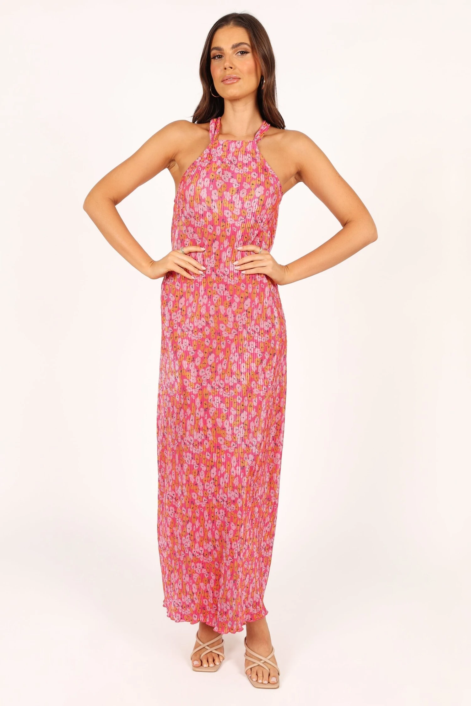 Melody Plisse Halter Maxi Dress - Hot Pink 5 Melody Plisse Halter Maxi Dress - Hot Pink - Image 3