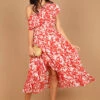 Millie Off Shoulder Tiered Midi Dress - Red Floral 1 Millie Off Shoulder Tiered Midi Dress - Red Floral -Clothing Discount Shop petal and pup usa dresses millie off shoulder tiered midi dress red floral 33246153310385