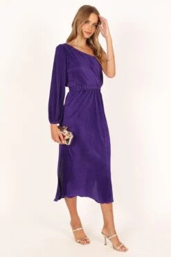 Pontee One Shoulder Pleated Midi Dress - Purple 16 Pontee One Shoulder Pleated Midi Dress - Purple -Clothing Discount Shop petal and pup usa dresses pontee one shoulder pleated midi dress purple 33681594286257