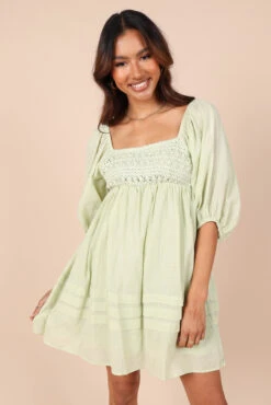 Ramona Smocked Mini Dress - Sage