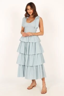 Raphael Tiered Maxi Dress - Blue -Clothing Discount Shop petal and pup usa dresses raphael tiered maxi dress blue 33779292733617