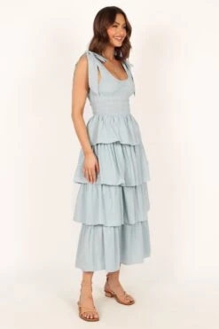 Raphael Tiered Maxi Dress - Blue -Clothing Discount Shop petal and pup usa dresses raphael tiered maxi dress blue 33779292766385
