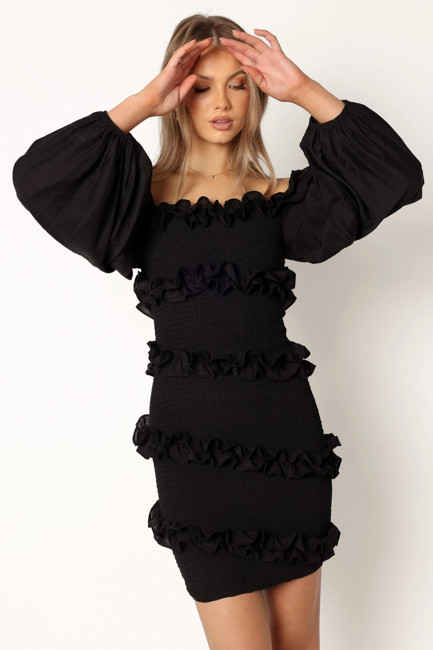Reba Off Shoulder Mini Dress - Black 3 Reba Off Shoulder Mini Dress - Black