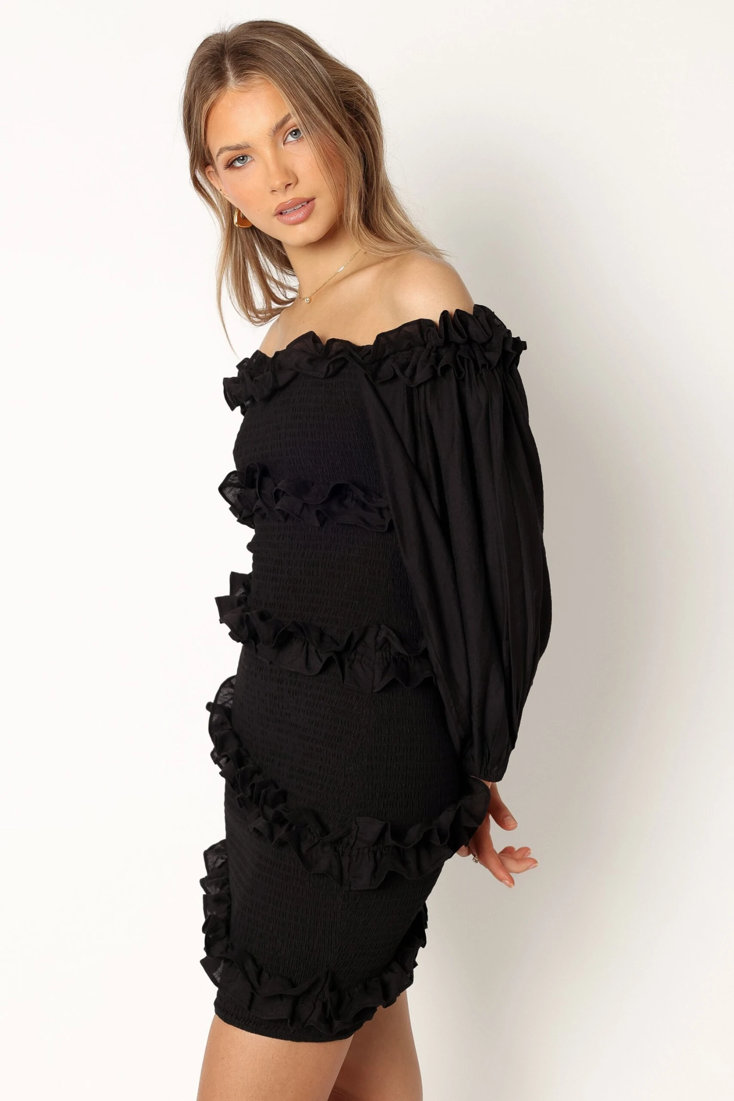 Reba Off Shoulder Mini Dress - Black 6 Reba Off Shoulder Mini Dress - Black - Image 4