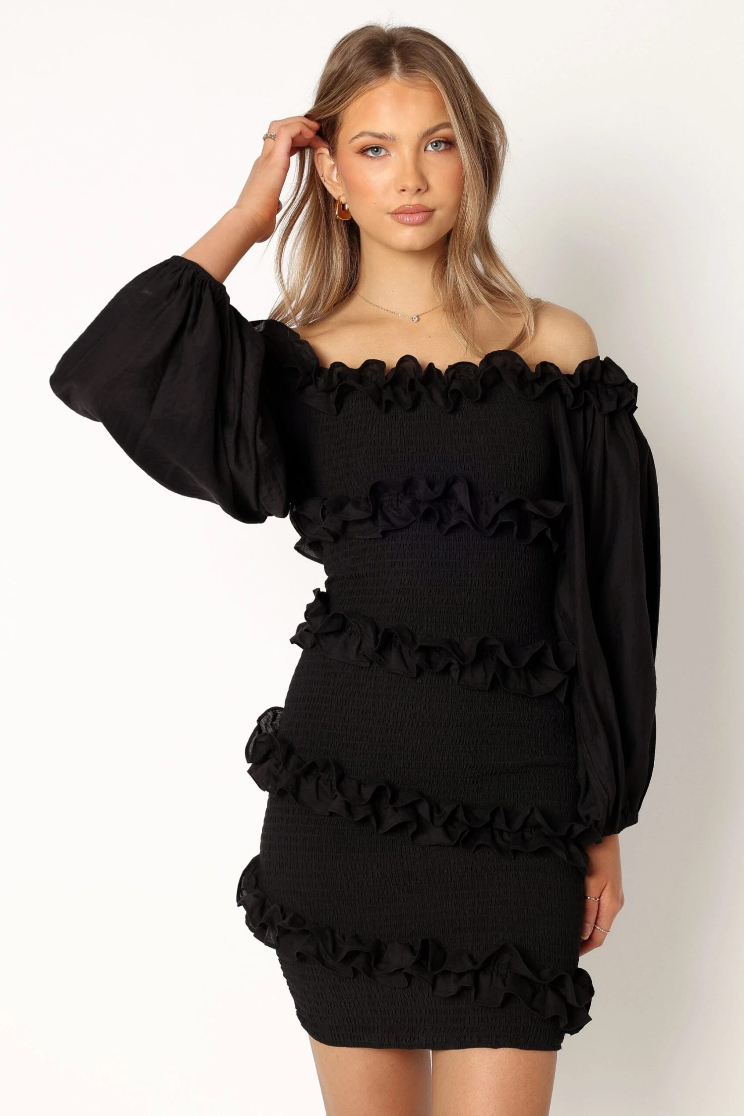 Reba Off Shoulder Mini Dress - Black 10 Reba Off Shoulder Mini Dress - Black - Image 8