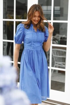 Rebekkah Midi Dress - Dusty Blue