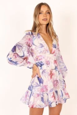 Rume Long Sleeve Mini Dress - Purple Floral 18 Rume Long Sleeve Mini Dress - Purple Floral -Clothing Discount Shop petal and pup usa dresses rume long sleeve mini dress purple floral 34007552917681