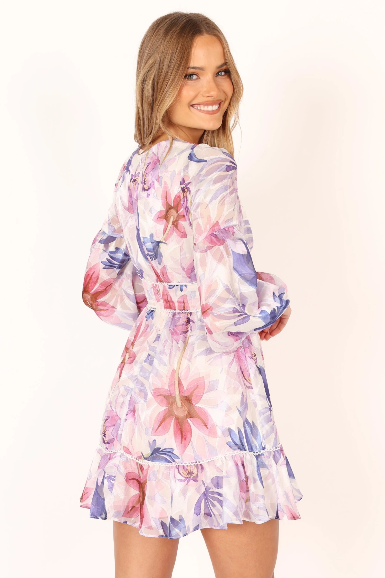 Rume Long Sleeve Mini Dress - Purple Floral 9 Rume Long Sleeve Mini Dress - Purple Floral - Image 7