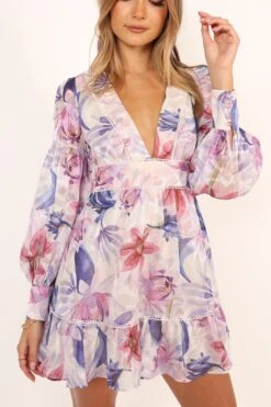 Rume Long Sleeve Mini Dress - Purple Floral 20 Rume Long Sleeve Mini Dress - Purple Floral -Clothing Discount Shop petal and pup usa dresses rume long sleeve mini dress purple floral 34007552983217