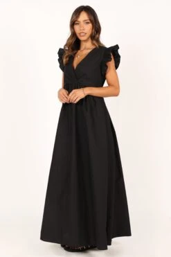Scout Frill Shoulder Maxi Dress - Black -Clothing Discount Shop petal and pup usa dresses scout frill shoulder maxi dress black 33690333708465