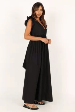 Scout Frill Shoulder Maxi Dress - Black -Clothing Discount Shop petal and pup usa dresses scout frill shoulder maxi dress black 33690333774001