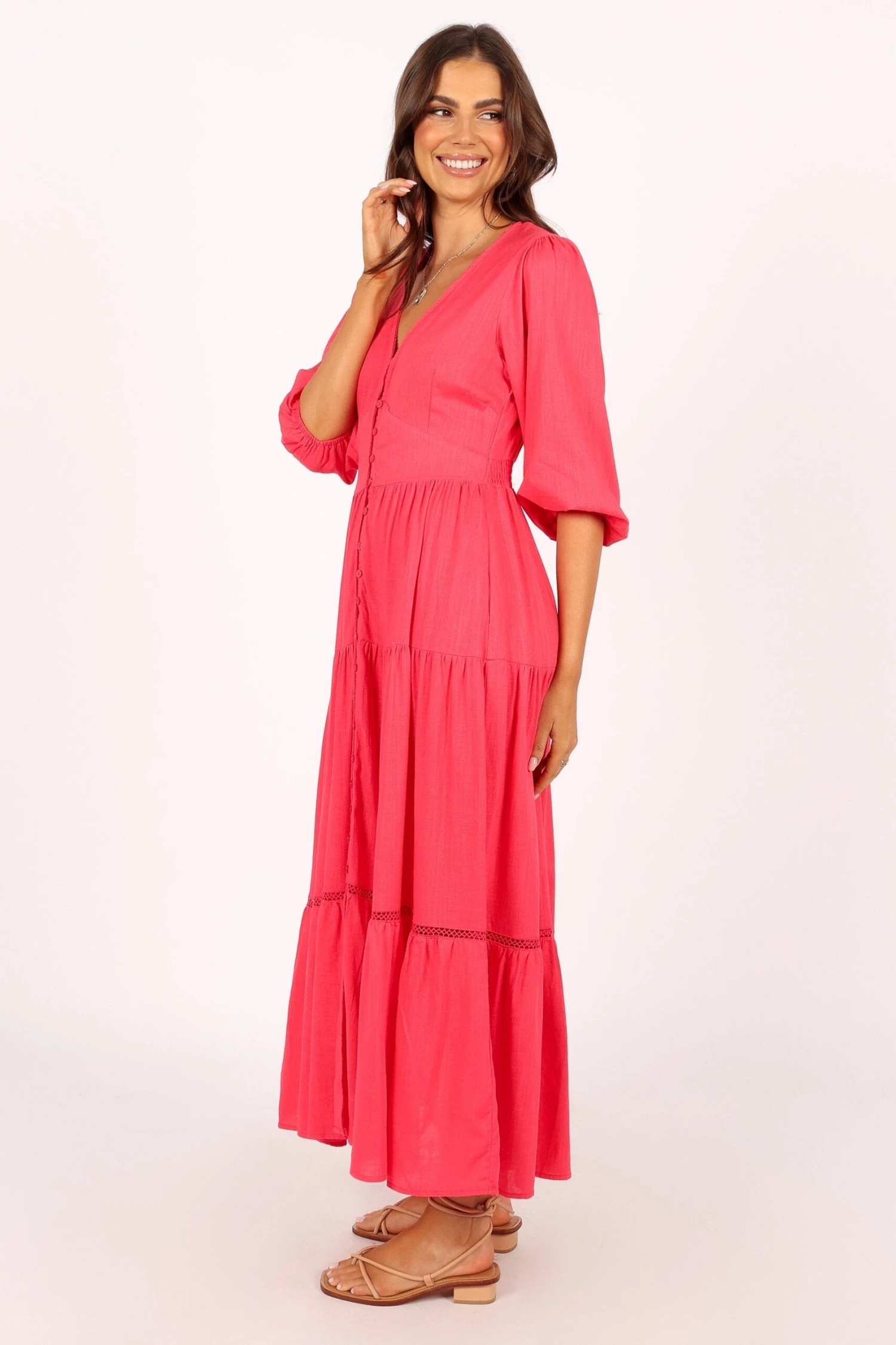 Tabby Long Sleeve Midi Dress - Watermelon 4 Tabby Long Sleeve Midi Dress - Watermelon - Image 2