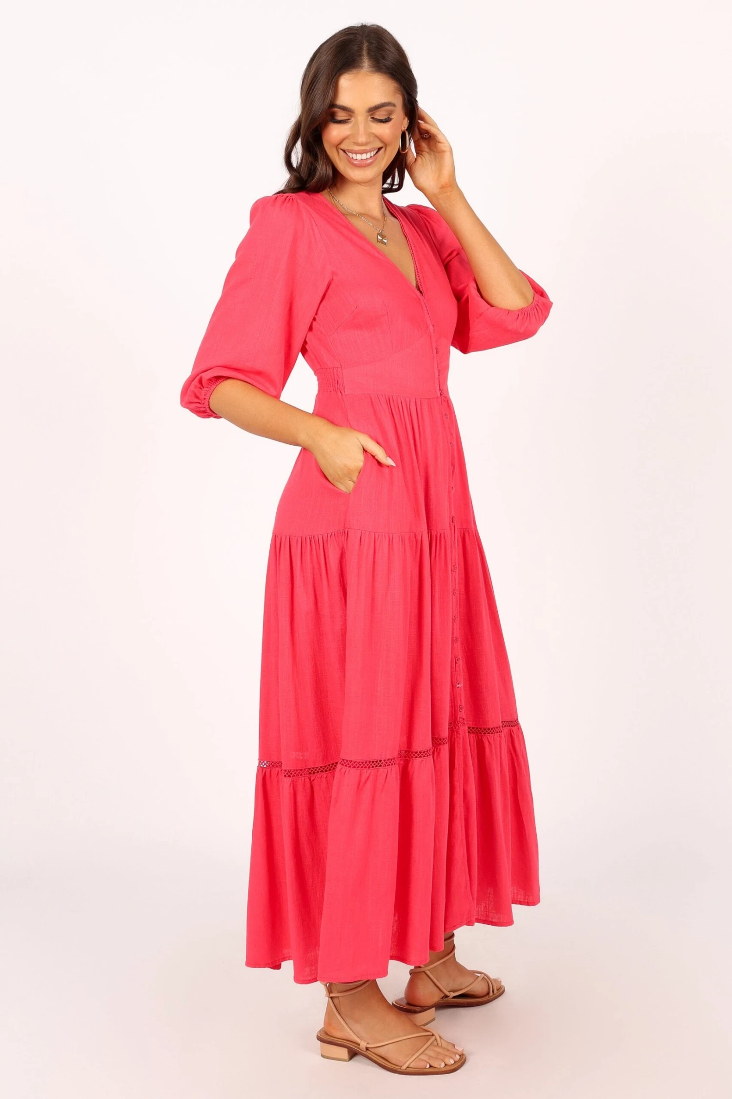 Tabby Long Sleeve Midi Dress - Watermelon 7 Tabby Long Sleeve Midi Dress - Watermelon - Image 5