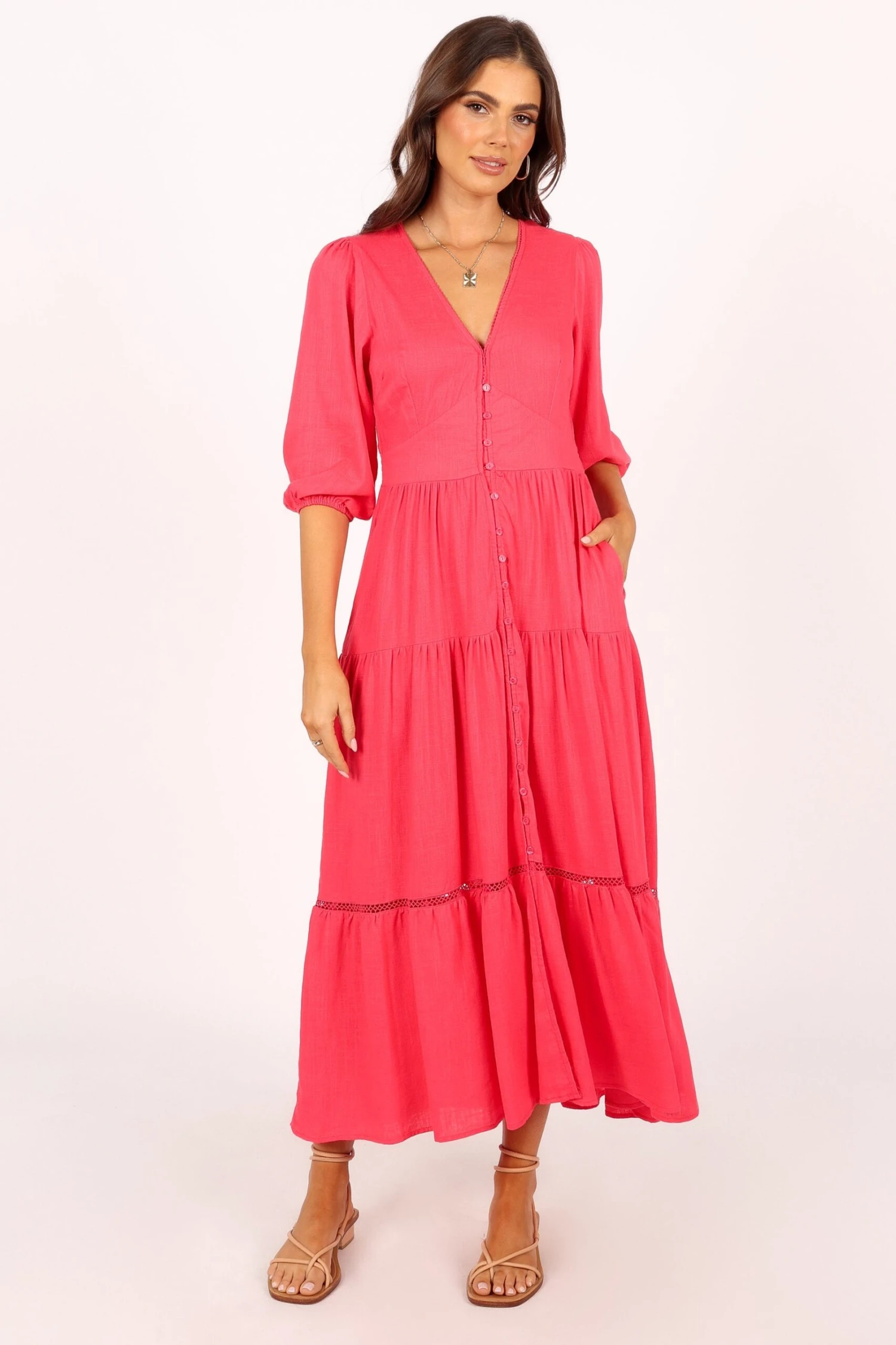 Tabby Long Sleeve Midi Dress - Watermelon 9 Tabby Long Sleeve Midi Dress - Watermelon - Image 7