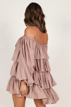 Talulla Off Shoulder Mini Dress- Dusty Mauve -Clothing Discount Shop petal and pup usa dresses talulla off shoulder mini dress dusty mauve 33210170245297