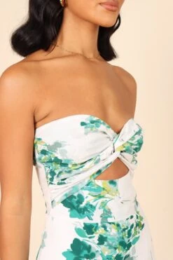 Teagan Strapless Midi Dress - Green Floral -Clothing Discount Shop petal and pup usa dresses teagan strapless midi dress green floral 32050666471601