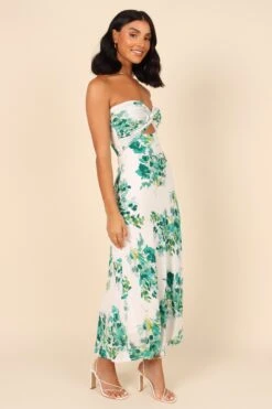 Teagan Strapless Midi Dress - Green Floral -Clothing Discount Shop petal and pup usa dresses teagan strapless midi dress green floral 32050666602673