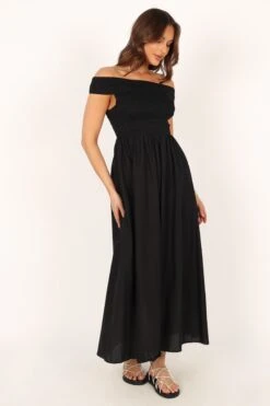 Tessa Off Shoulder Maxi Dress - Black 21 Tessa Off Shoulder Maxi Dress - Black -Clothing Discount Shop petal and pup usa dresses tessa off shoulder midi dress black 33829497503921