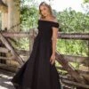 Tessa Off Shoulder Maxi Dress - Black