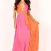 Tinitia Colourblock Maxi Dress - Pink Orange