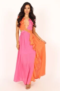 Featured Products 17 Tinitia Colourblock Maxi Dress - Pink Orange