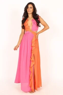 Tinitia Colourblock Maxi Dress - Pink Orange 15 Tinitia Colourblock Maxi Dress - Pink Orange -Clothing Discount Shop petal and pup usa dresses tinitia colourblock maxi dress pink orange 33829482397873