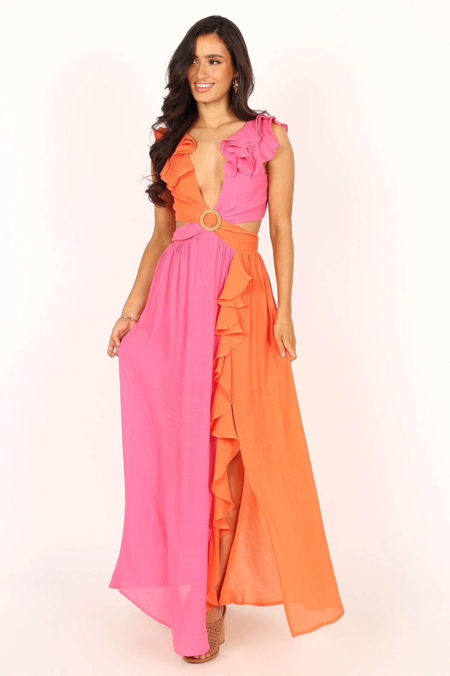 Tinitia Colourblock Maxi Dress - Pink Orange 9 Tinitia Colourblock Maxi Dress - Pink Orange - Image 7