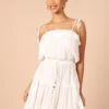 Twist Tie Shoulder Mini Dress - White -Clothing Discount Shop petal and pup usa dresses twist tie shoulder mini dress white 32181951168689