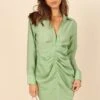 Veya Ruched Mini Dress - Green 2 Veya Ruched Mini Dress - Green -Clothing Discount Shop petal and pup usa dresses veya ruched mini dress green 32236996296881