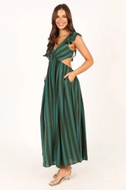 Viola Maxi Dress - Green Stripe -Clothing Discount Shop petal and pup usa dresses viola maxi dress green stripe 33690335772849