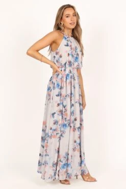 Vita High Neck Maxi Dress - Ivory Floral -Clothing Discount Shop petal and pup usa dresses vita high neck maxi dress ivory floral 33469370171569