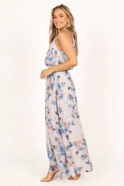 Vita High Neck Maxi Dress - Ivory Floral -Clothing Discount Shop petal and pup usa dresses vita high neck maxi dress ivory floral 33469370335409