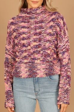 Connie Mock Neck Knit Sweater - Purple -Clothing Discount Shop petal and pup usa knitwear connie mock neck knit sweater purple 32564129431729