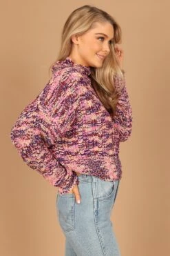 Connie Mock Neck Knit Sweater - Purple -Clothing Discount Shop petal and pup usa knitwear connie mock neck knit sweater purple 32564129562801