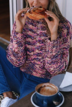 Connie Mock Neck Knit Sweater - Purple