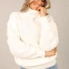 Cynthia Mock Neck Knit Sweater - White 1 Cynthia Mock Neck Knit Sweater - White -Clothing Discount Shop petal and pup usa knitwear cynthia mock neck knit sweater white 32797838868657