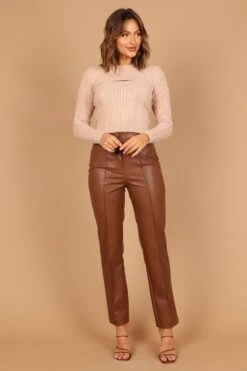 Jameela Cropped Cutout Knit Sweater - Beige -Clothing Discount Shop petal and pup usa knitwear jameela cropped cutout knit sweater beige 32600343118001