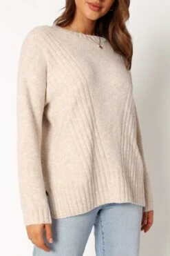 Meilani Textured Knit Sweater - Oatmeal -Clothing Discount Shop petal and pup usa knitwear meilani textured knit sweater oatmeal 34011651735729