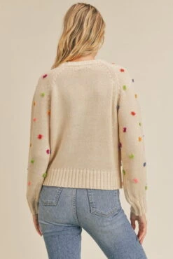 Multi Color Yarn Detailed Knit Sweater - Oat -Clothing Discount Shop petal and pup usa long sleeve multi yarn detailed sweater oat 32656870441137