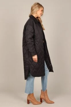 Amanda Quilted Long Coat - Black -Clothing Discount Shop petal and pup usa outerwear amanda quilted long coat black 32830594187441