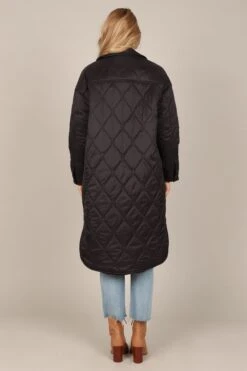 Amanda Quilted Long Coat - Black -Clothing Discount Shop petal and pup usa outerwear amanda quilted long coat black 32830594252977