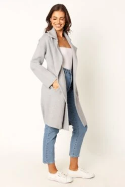 Anastasia Long Coatigan - Heather Grey -Clothing Discount Shop petal and pup usa outerwear anastasia long coatigan heather grey 34007556620465