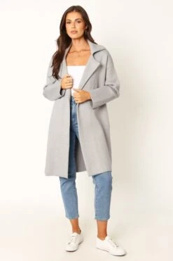 Anastasia Long Coatigan - Heather Grey -Clothing Discount Shop petal and pup usa outerwear anastasia long coatigan heather grey 34007556718769