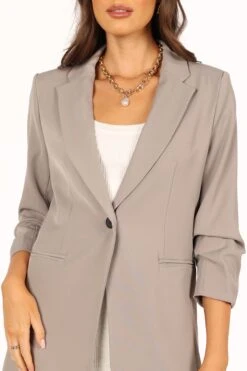 Eliz Single Button Blazer - Grey -Clothing Discount Shop petal and pup usa outerwear eliz single button blazer grey 33752441684145