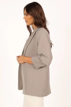 Eliz Single Button Blazer - Grey -Clothing Discount Shop petal and pup usa outerwear eliz single button blazer grey 33752441716913