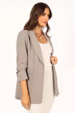 Eliz Single Button Blazer - Grey -Clothing Discount Shop petal and pup usa outerwear eliz single button blazer grey 33752441782449
