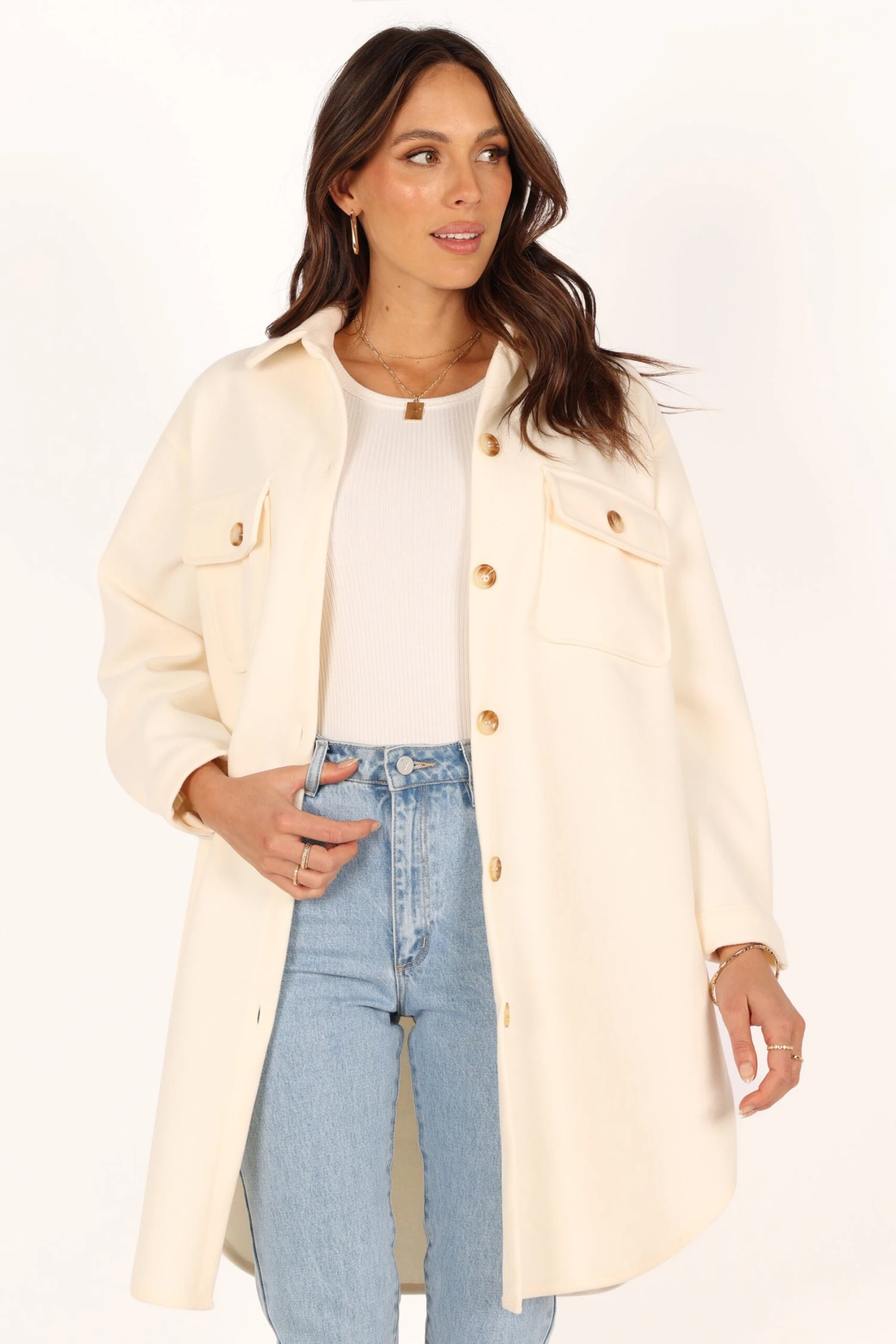 Elodie Double Pocket Shacket - Cream 4 Elodie Double Pocket Shacket - Cream - Image 2