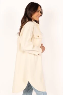 Elodie Double Pocket Shacket - Cream 14 Elodie Double Pocket Shacket - Cream -Clothing Discount Shop petal and pup usa outerwear elodie double pocket shacket cream 33752442110129