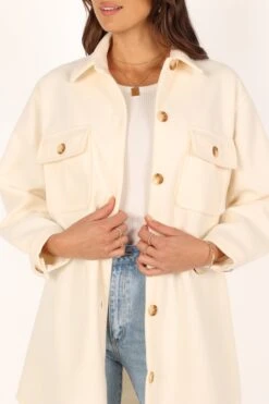 Elodie Double Pocket Shacket - Cream 19 Elodie Double Pocket Shacket - Cream -Clothing Discount Shop petal and pup usa outerwear elodie double pocket shacket cream 33752442273969