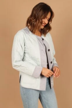 Hailey Quilted Jacket - Blue -Clothing Discount Shop petal and pup usa outerwear hailey quilted jacket blue 32589020463281